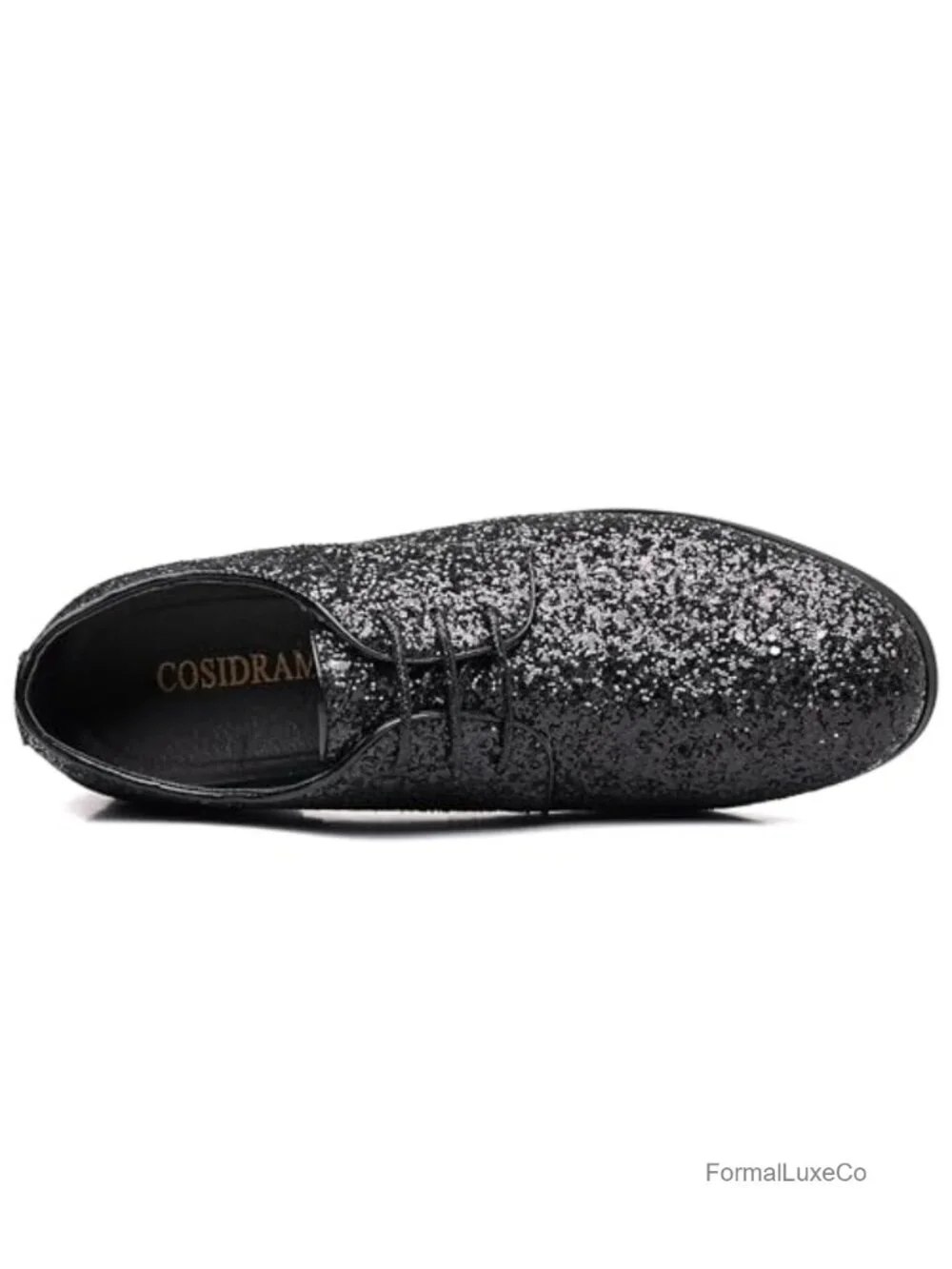 Men's Glitter Sequins Lace Up Tuxedo Dress Oxfords Wedding Prom Shoes